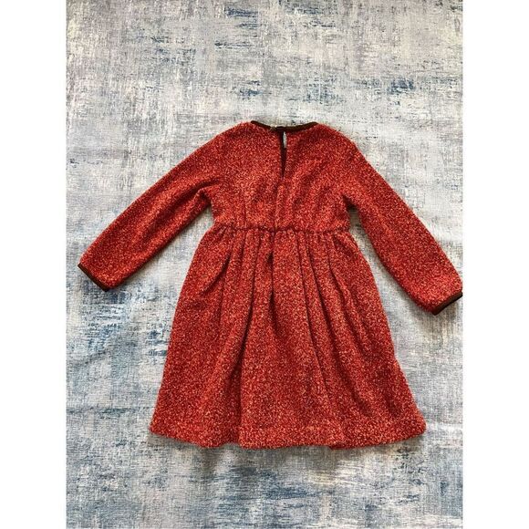 Vintage Lago & Rosie's Red Orange Dress With Matching Brown Vest Large - Picture 3 of 12